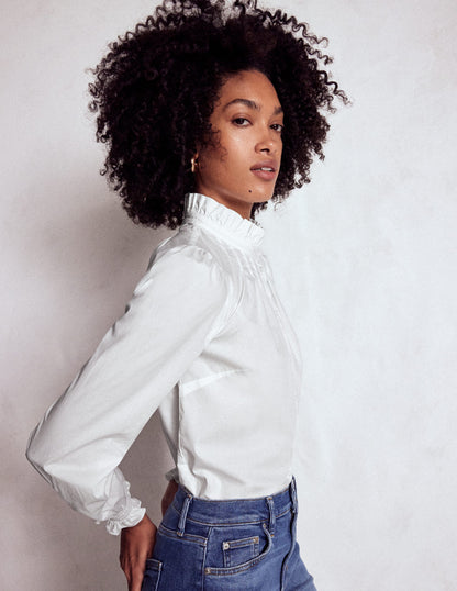 Lorna Pleated Cotton Top-White-4