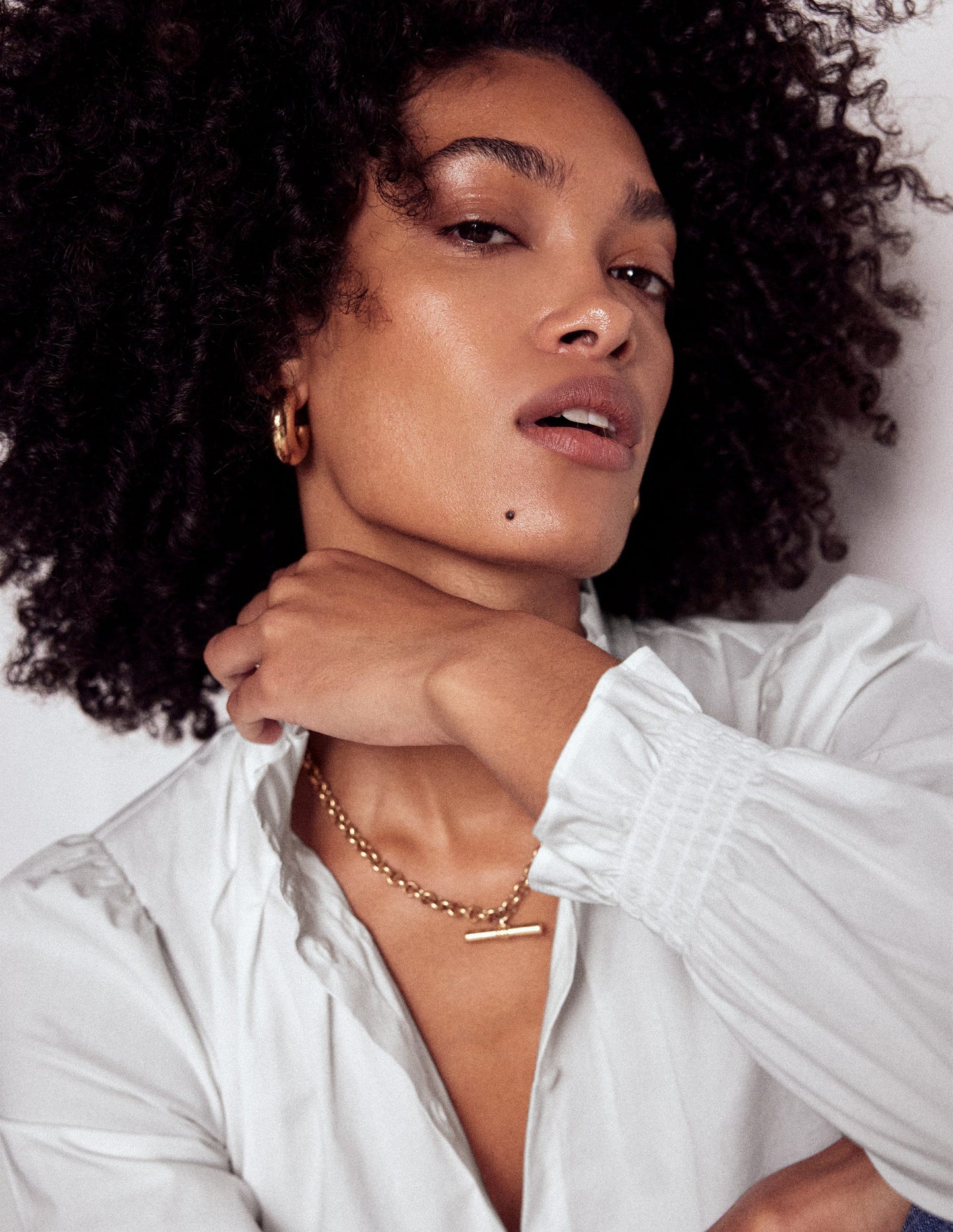 Lorna Pleated Cotton Top-White