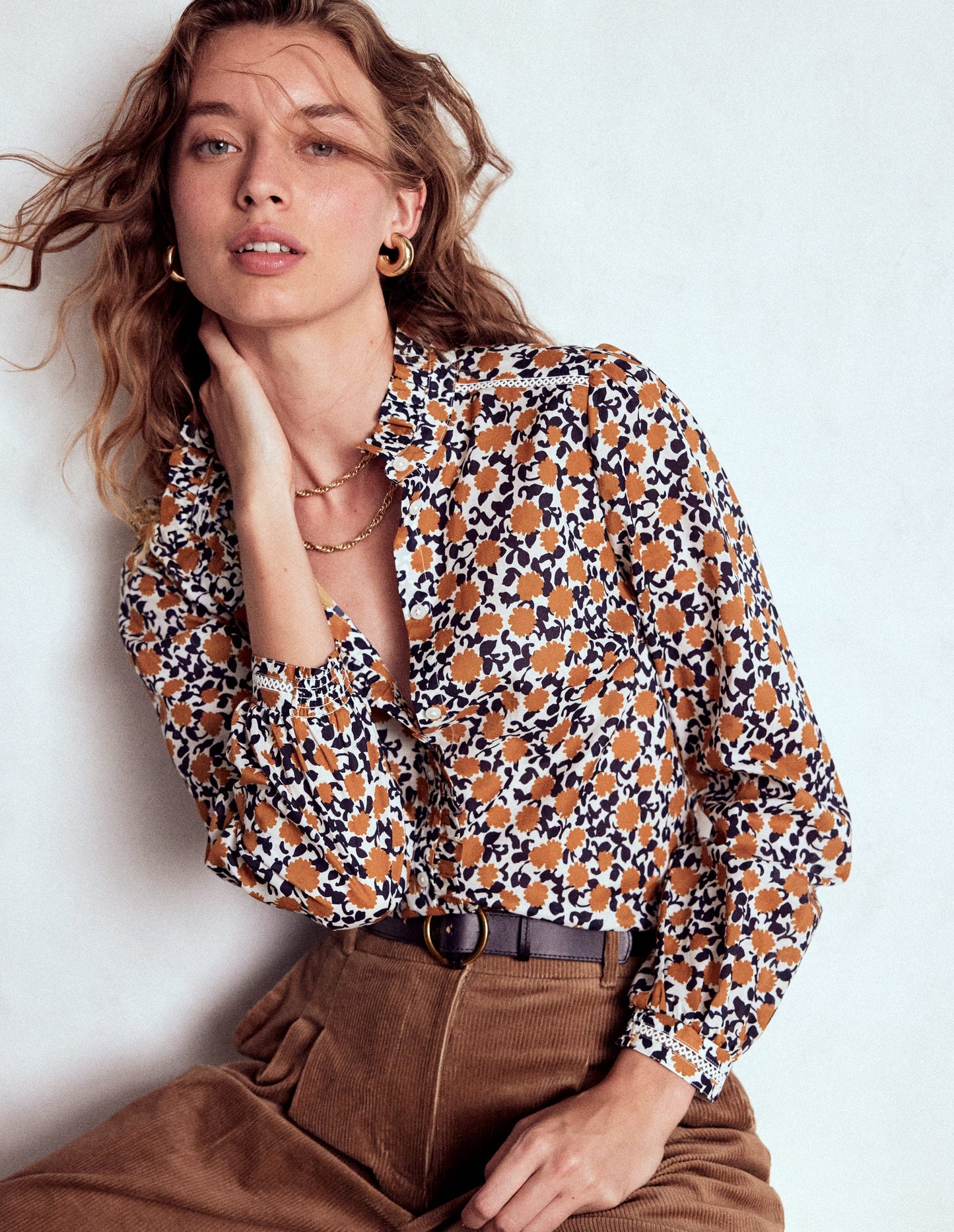 Helena Cotton Top-Cognac, Floweret Vine