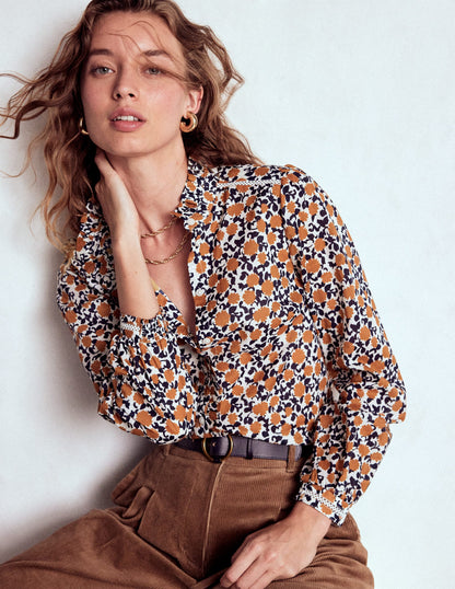 Helena Cotton Top-Cognac, Floweret Vine-1