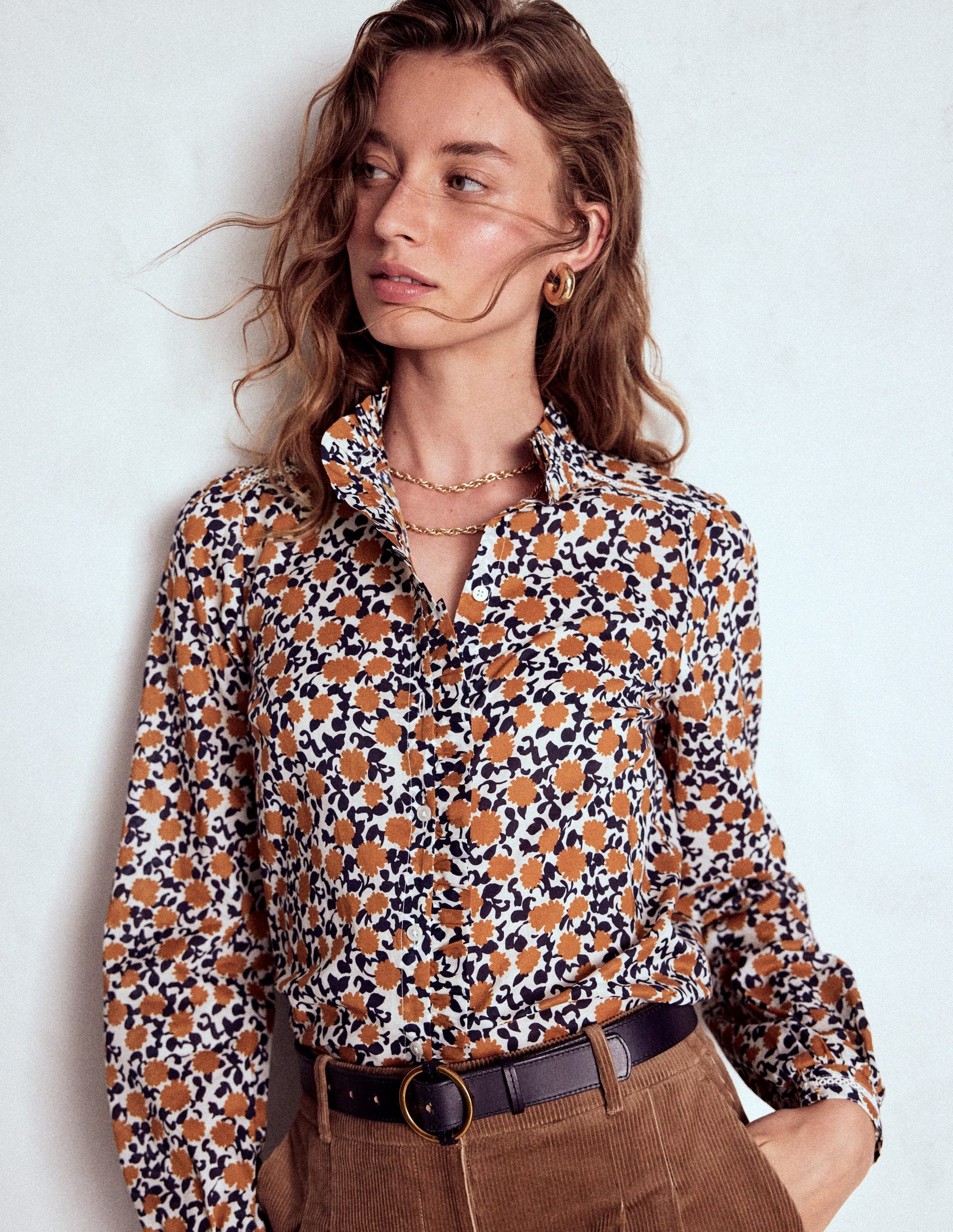 Helena Cotton Top-Cognac, Floweret Vine-2