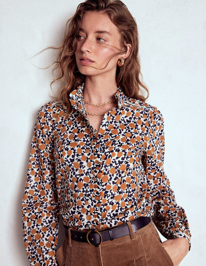 Helena Cotton Top-Cognac, Floweret Vine-2