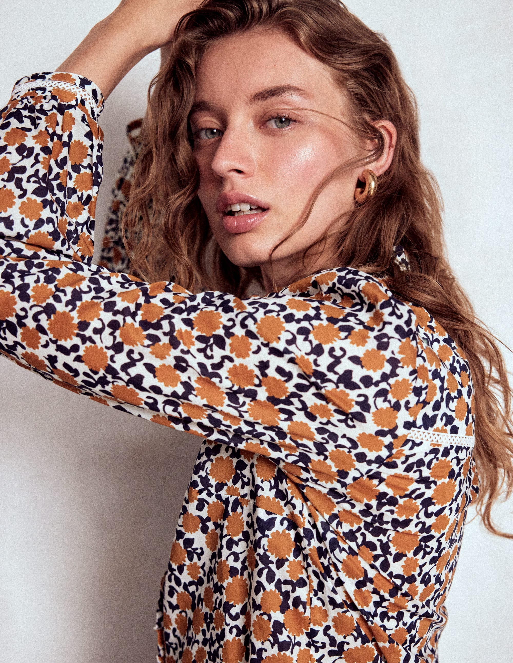 Helena Cotton Top-Cognac, Floweret Vine - Image 4