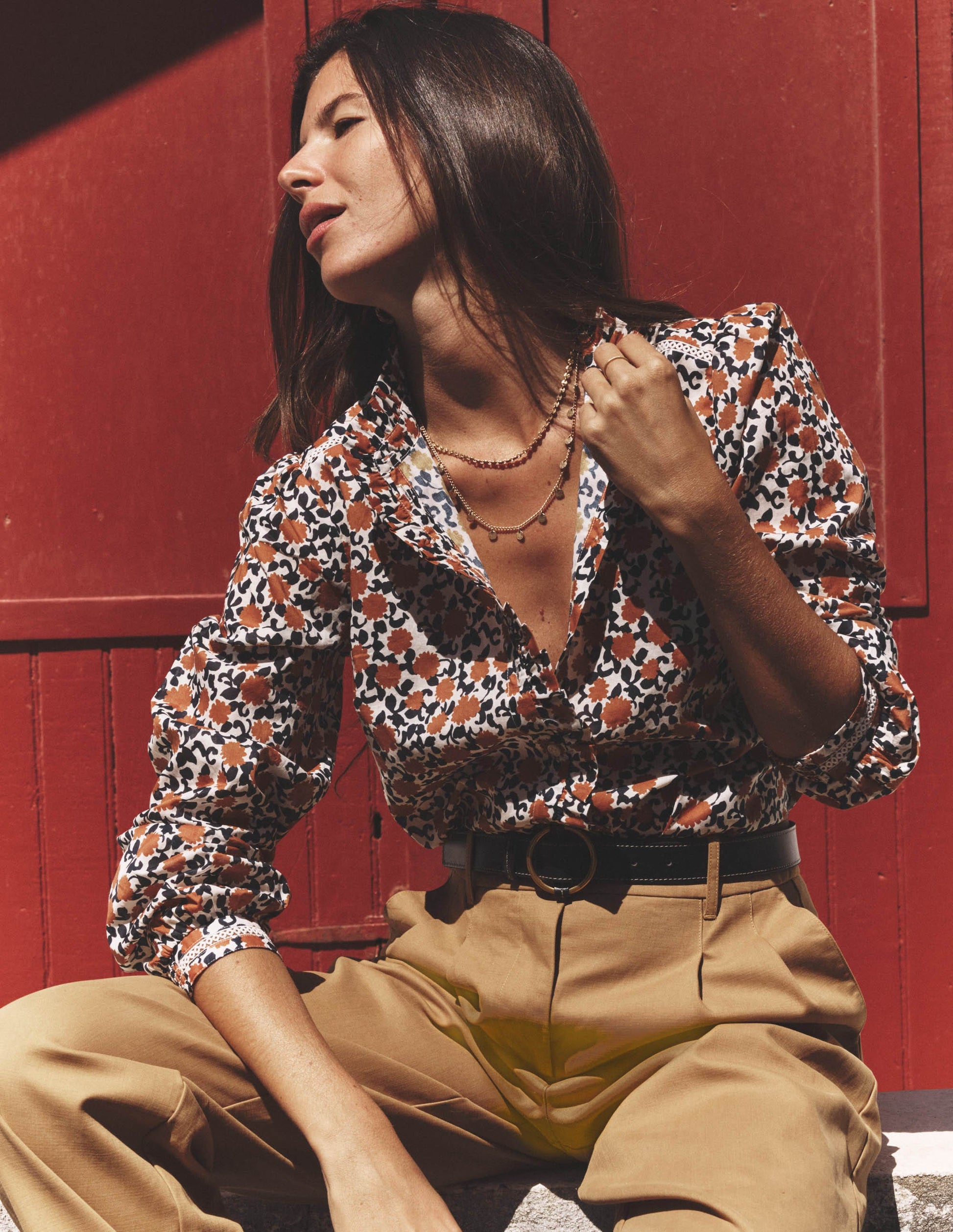 Helena Cotton Top-Cognac, Floweret Vine-5