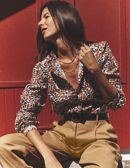 Helena Cotton Top-Cognac, Floweret Vine-5