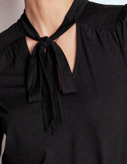 Tie Neck Supersoft Top-Black-2