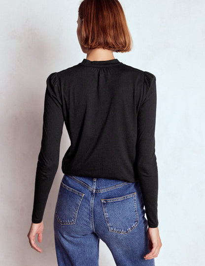 Tie Neck Supersoft Top-Black-3