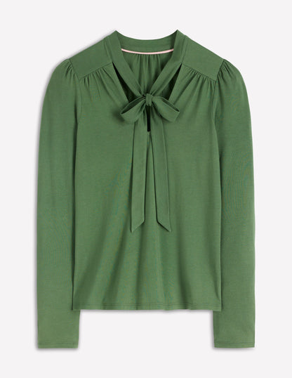 Tie Neck Supersoft Top-Hunter Green-4