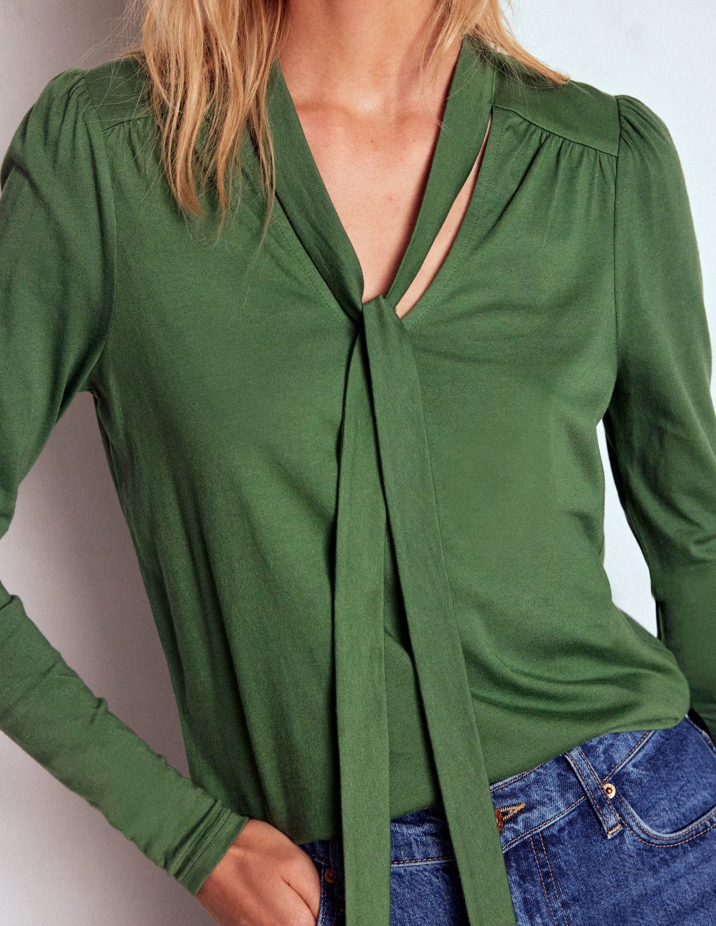 Tie Neck Supersoft Top-Hunter Green