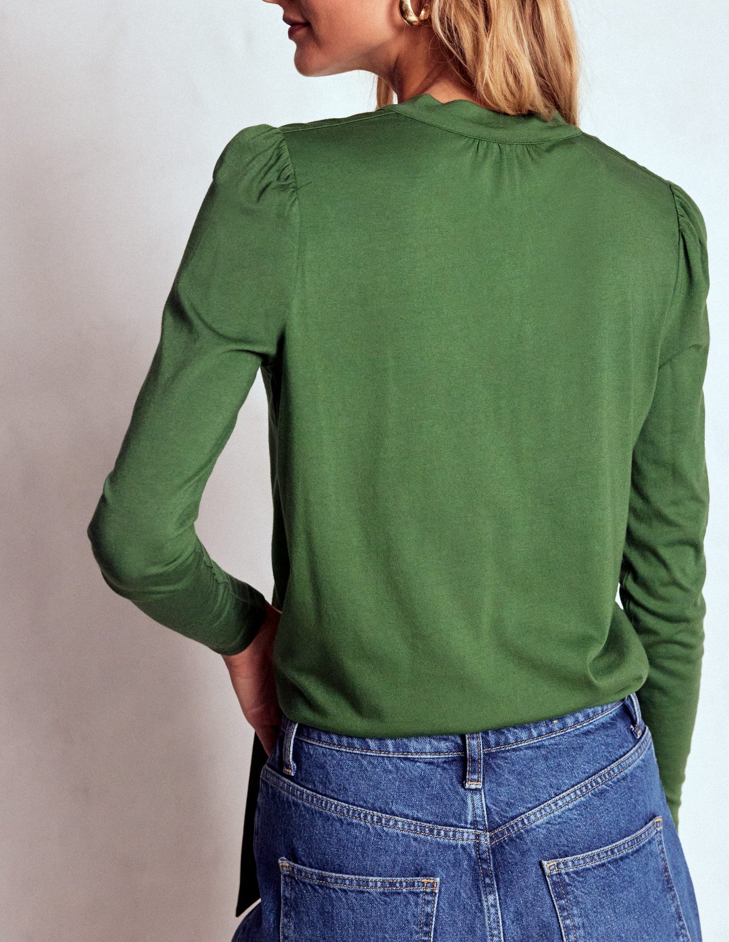 Tie Neck Supersoft Top-Hunter Green