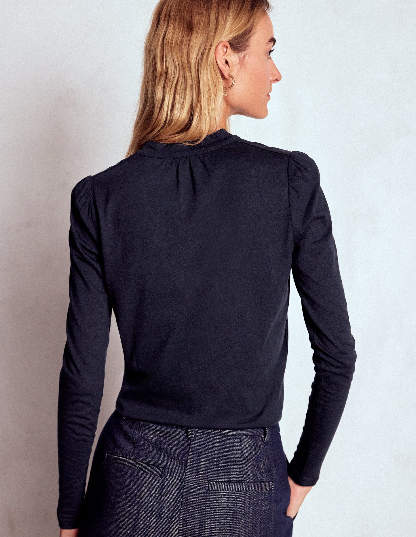 Tie Neck Supersoft Top-Navy