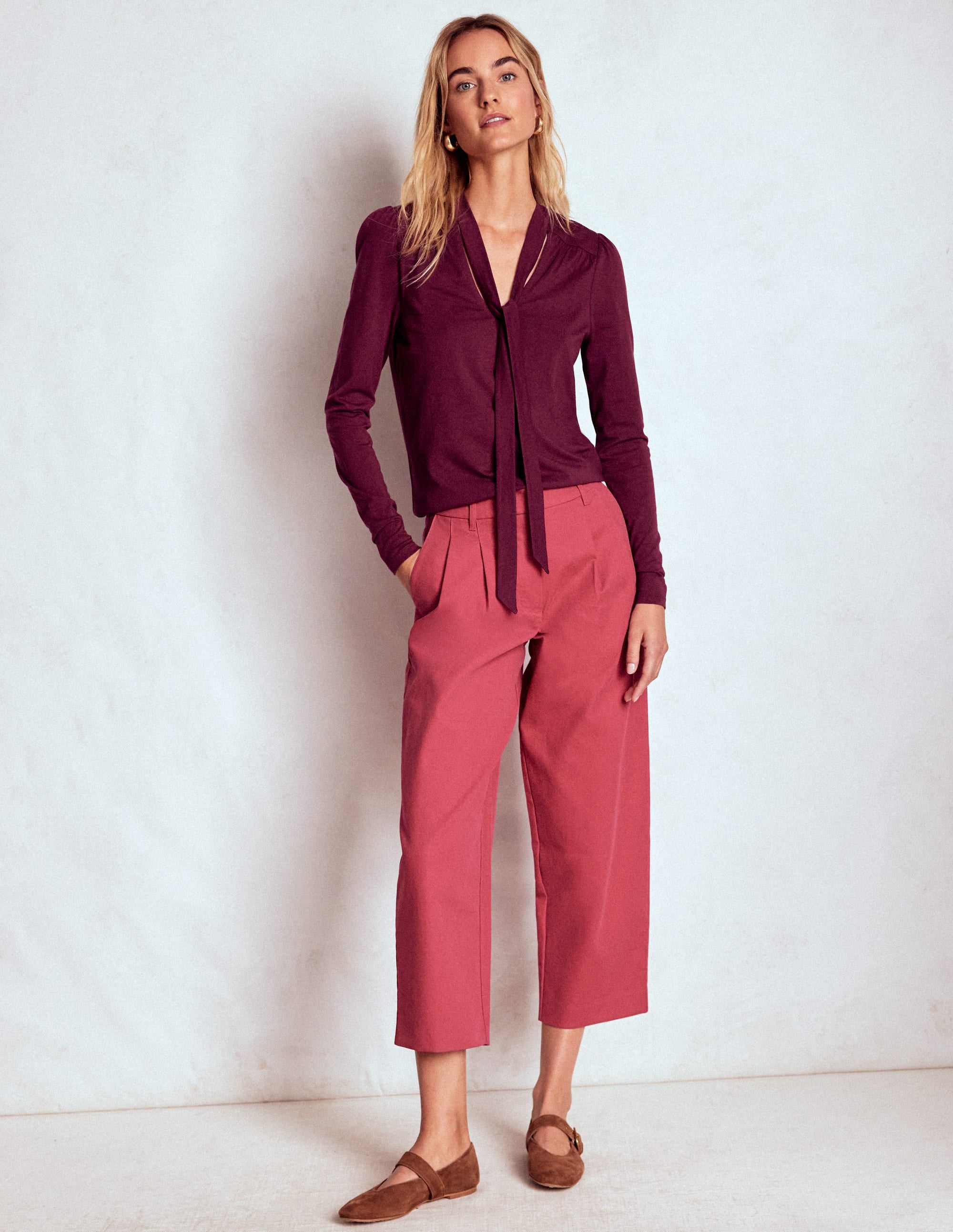 Tie Neck Supersoft Top-Deep Wisteria - Image 4