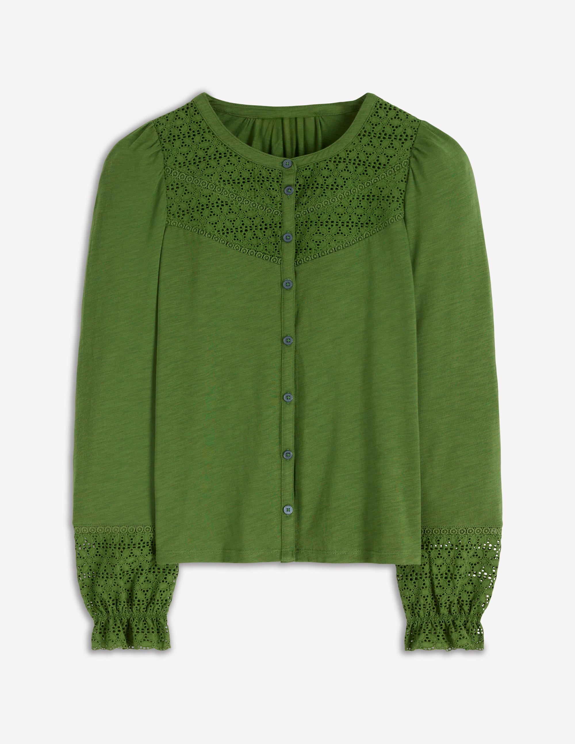 Pippa Broderie Jersey Shirt-Promenade Green - Image 5