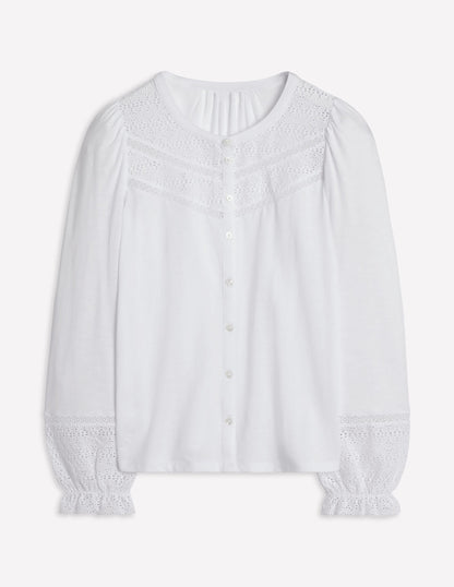 Pippa Broderie Jersey Shirt-White-5