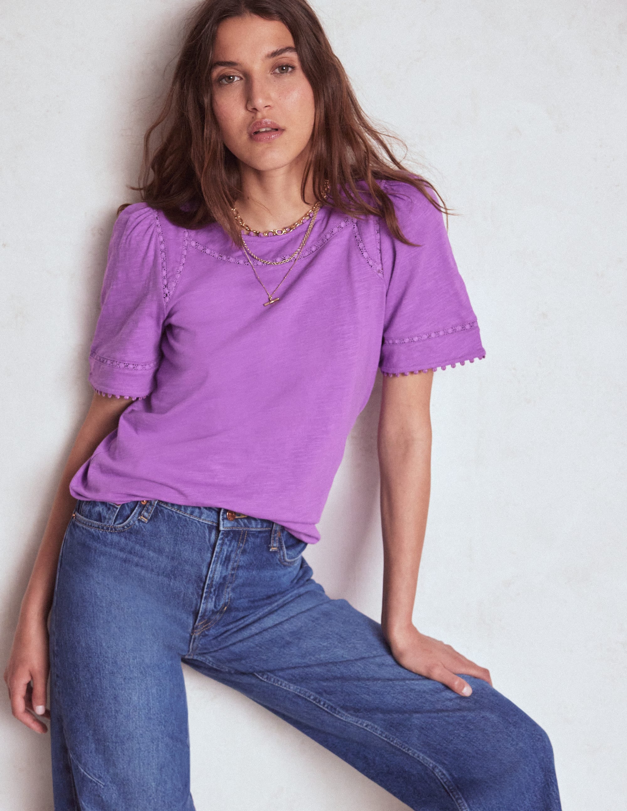 Mila Lace Trim Top-Amethyst Pruple - Image 1