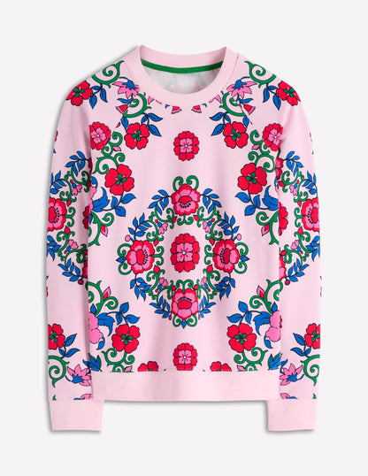 Rosa Printed Sweatshirt-Pink, Ornamental Lattice-5