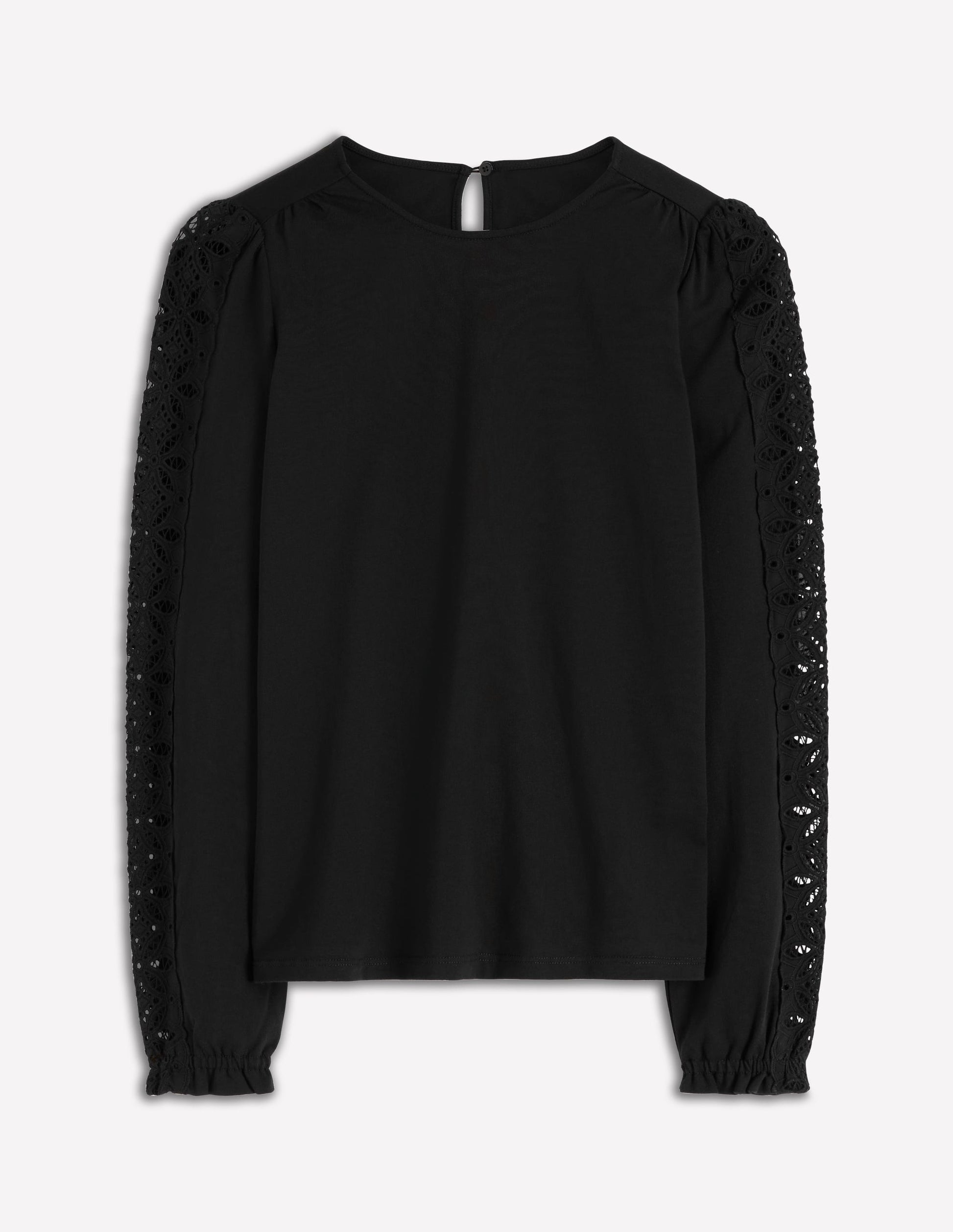 Scarlett Broderie Trim Top-Black-5