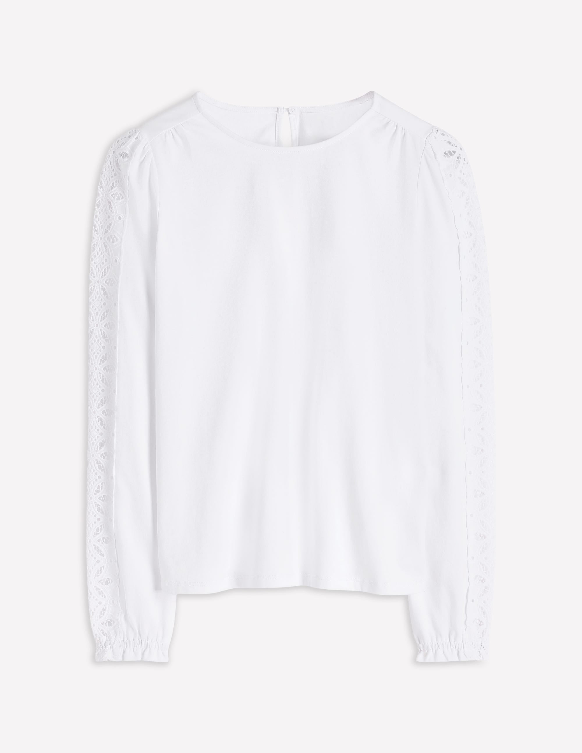 Scarlett Broderie Trim Top-White - Image 5