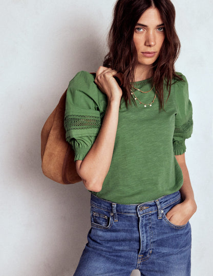 Lottie Puff Sleeve Top-Newt Green-1