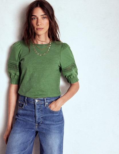 Lottie Puff Sleeve Top-Newt Green-4