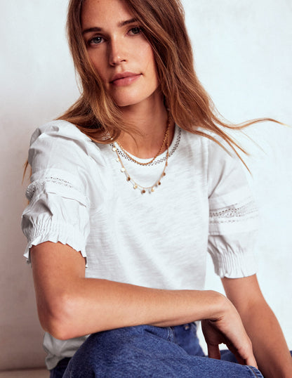 Lottie Puff Sleeve Top-White-1