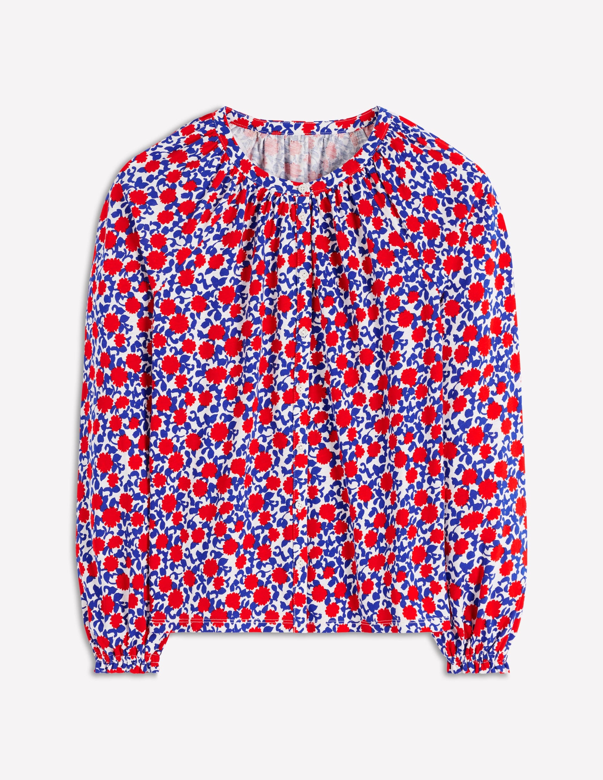 Isla Long Sleeve Jersey Shirt-Poppy Red, Floweret Vine-7