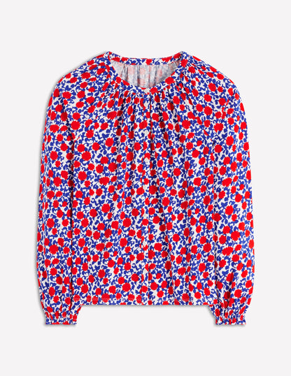 Isla Long Sleeve Jersey Shirt-Poppy Red, Floweret Vine-7