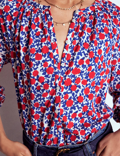 Isla Long Sleeve Jersey Shirt-Poppy Red, Floweret Vine-2