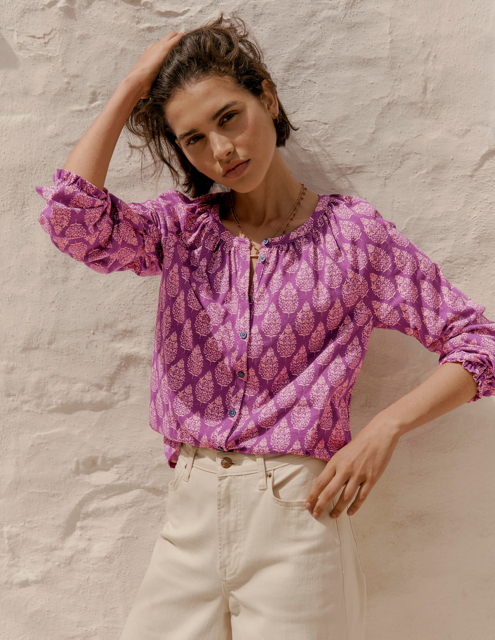 Isla Long Sleeve Jersey Shirt-Purple, Wildflower Bouquet - Image 6
