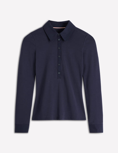 Collared Placket Jersey Shirt-Navy-5