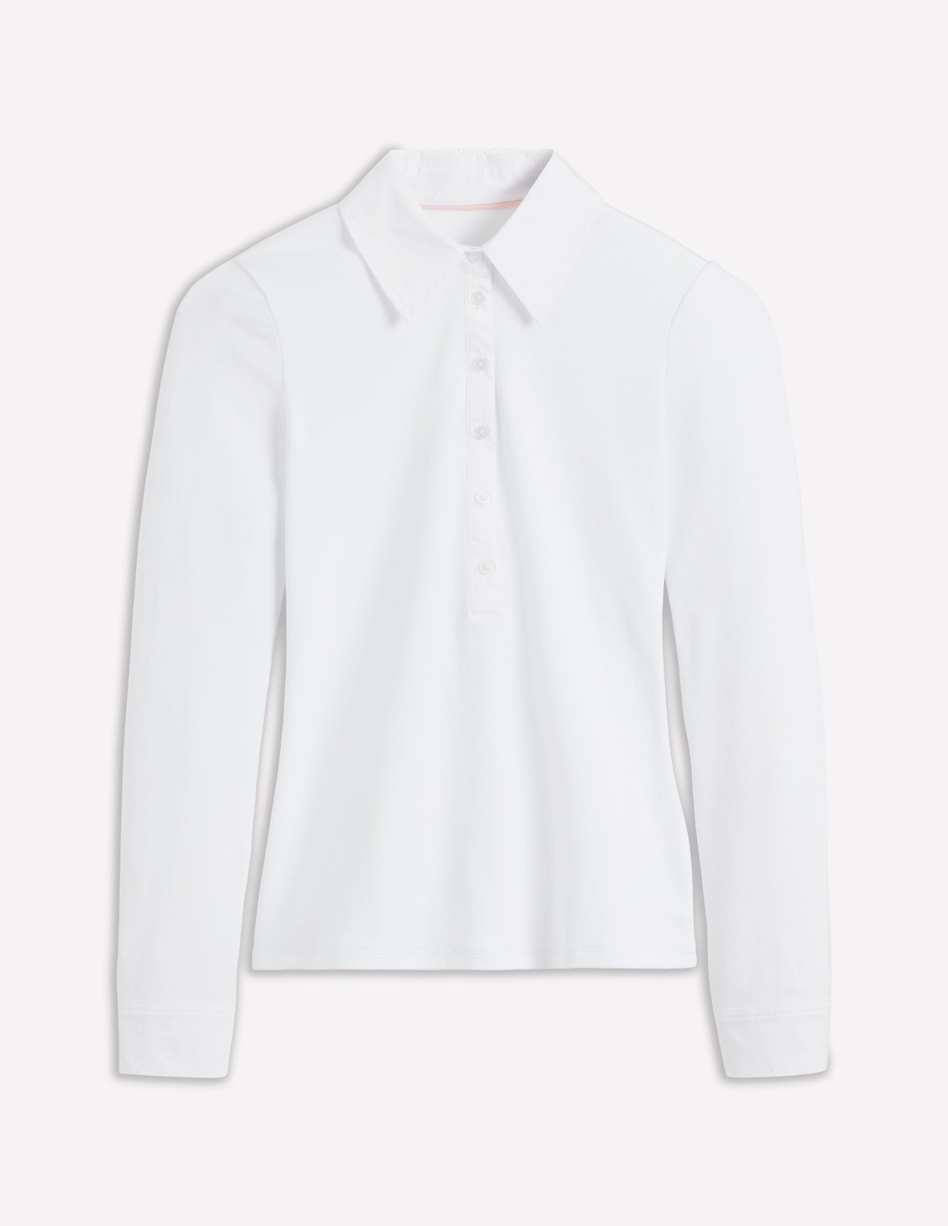 Collared Placket Jersey Shirt-White-5