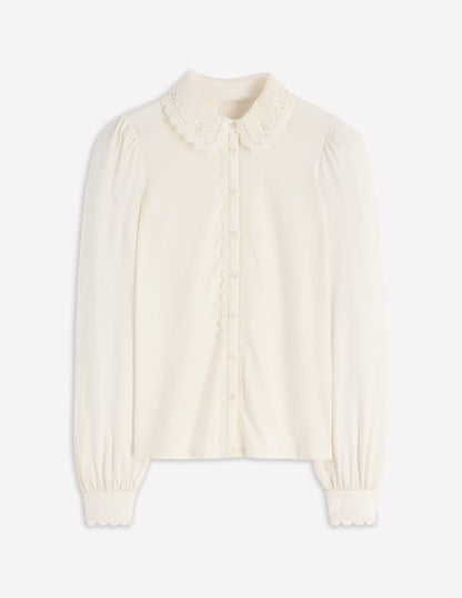 Lace Collar Blouse-Ivory-5