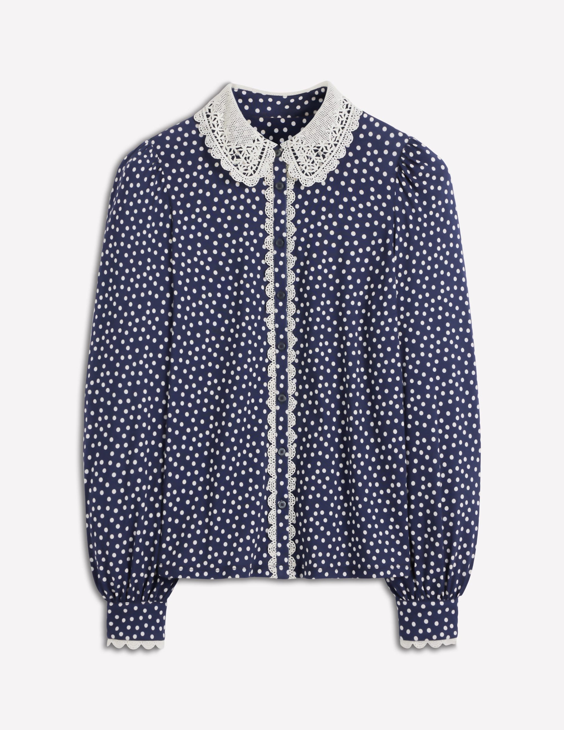 Lace Collar Blouse-Navy-6