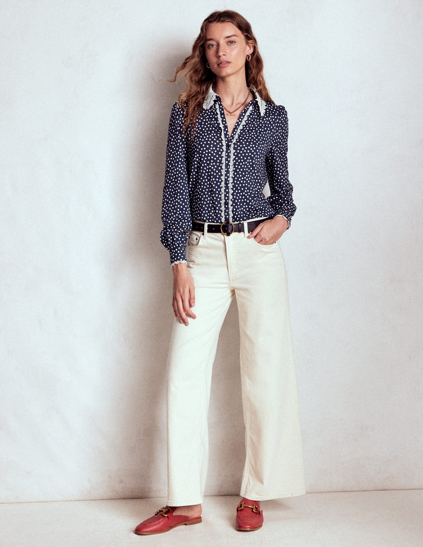 Lace Collar Blouse-Navy