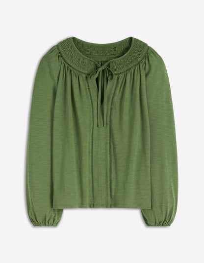 Georgia Smocked Jersey Top-Safari Green-5