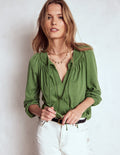Georgia Smocked Jersey Top-Safari Green