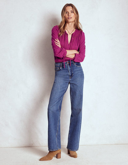 Georgia Smocked Jersey Top-Rich Magenta-5