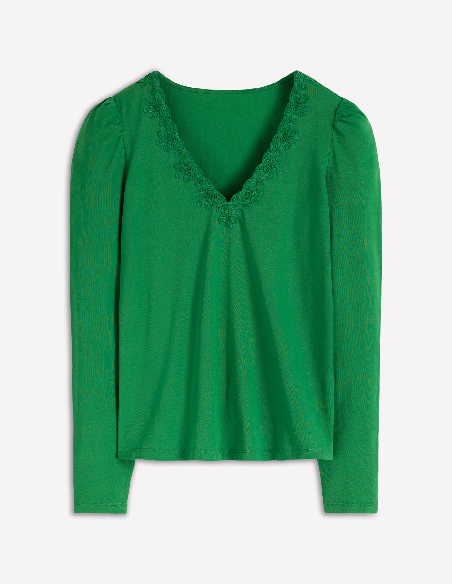 Flora Lace V-neck Top-Highland Green