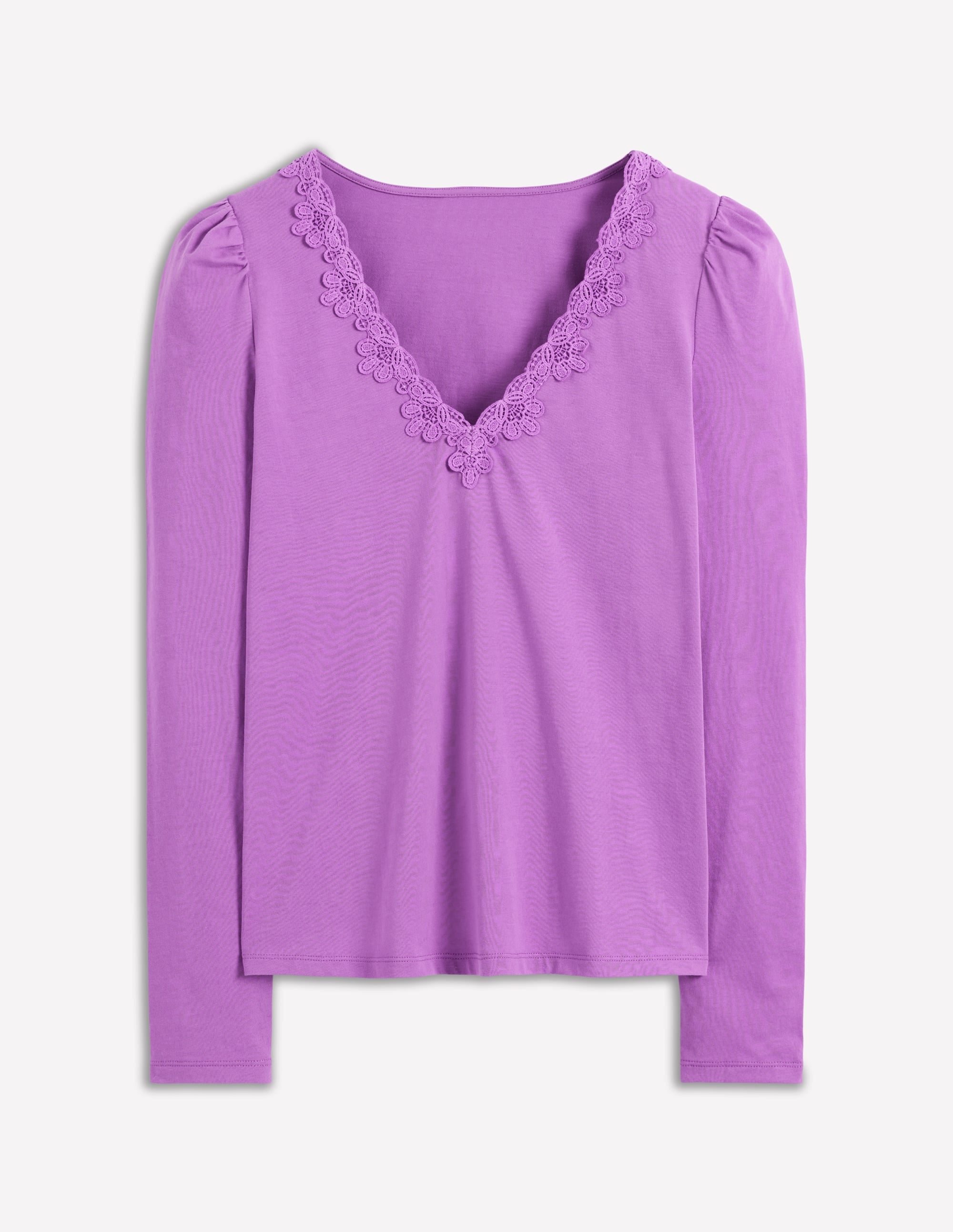 Flora Lace V-neck Top-Amethyst Purple | Boden UK