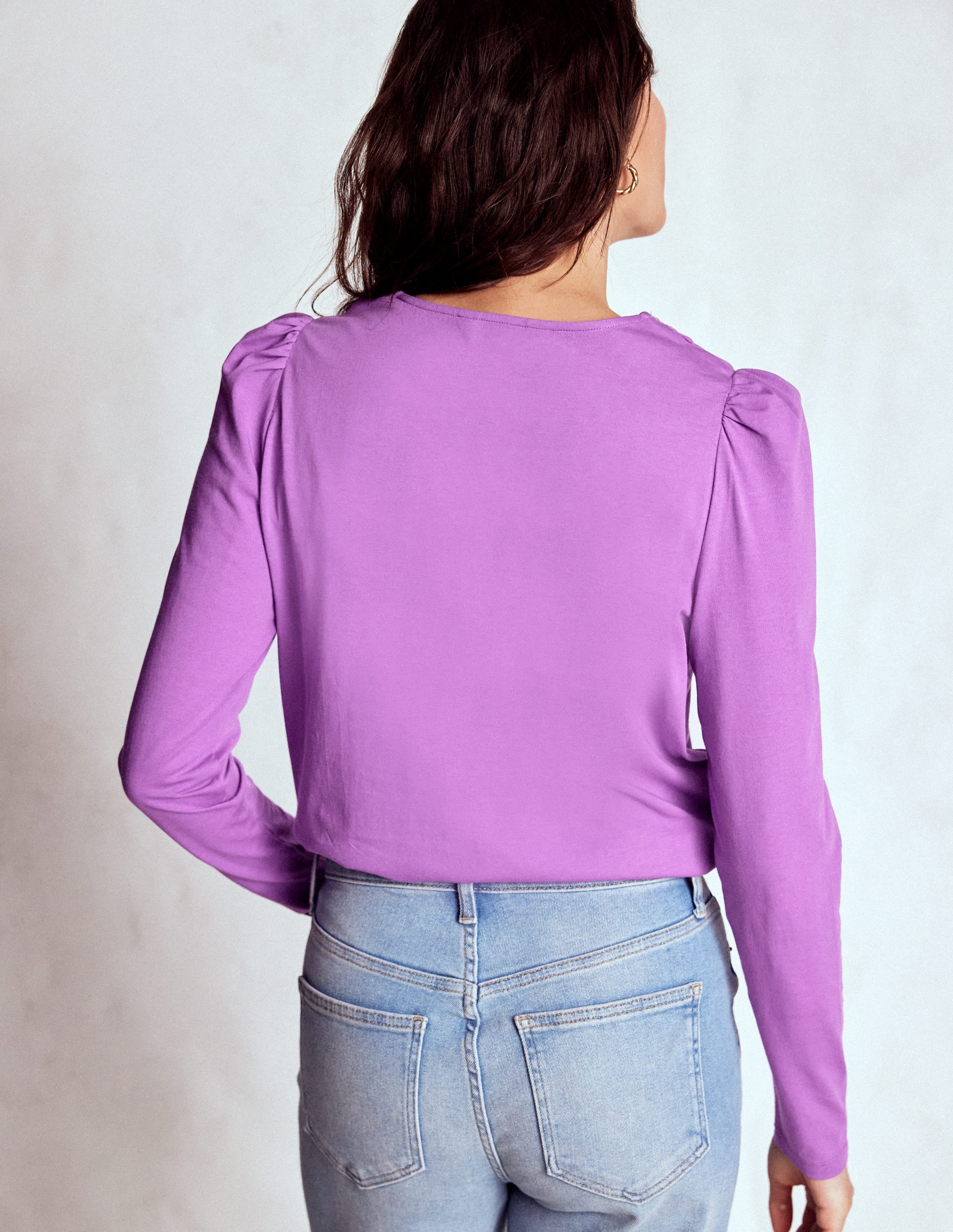 Supersoft V- Neck Trim Top-Amethyst Purple - Image 3