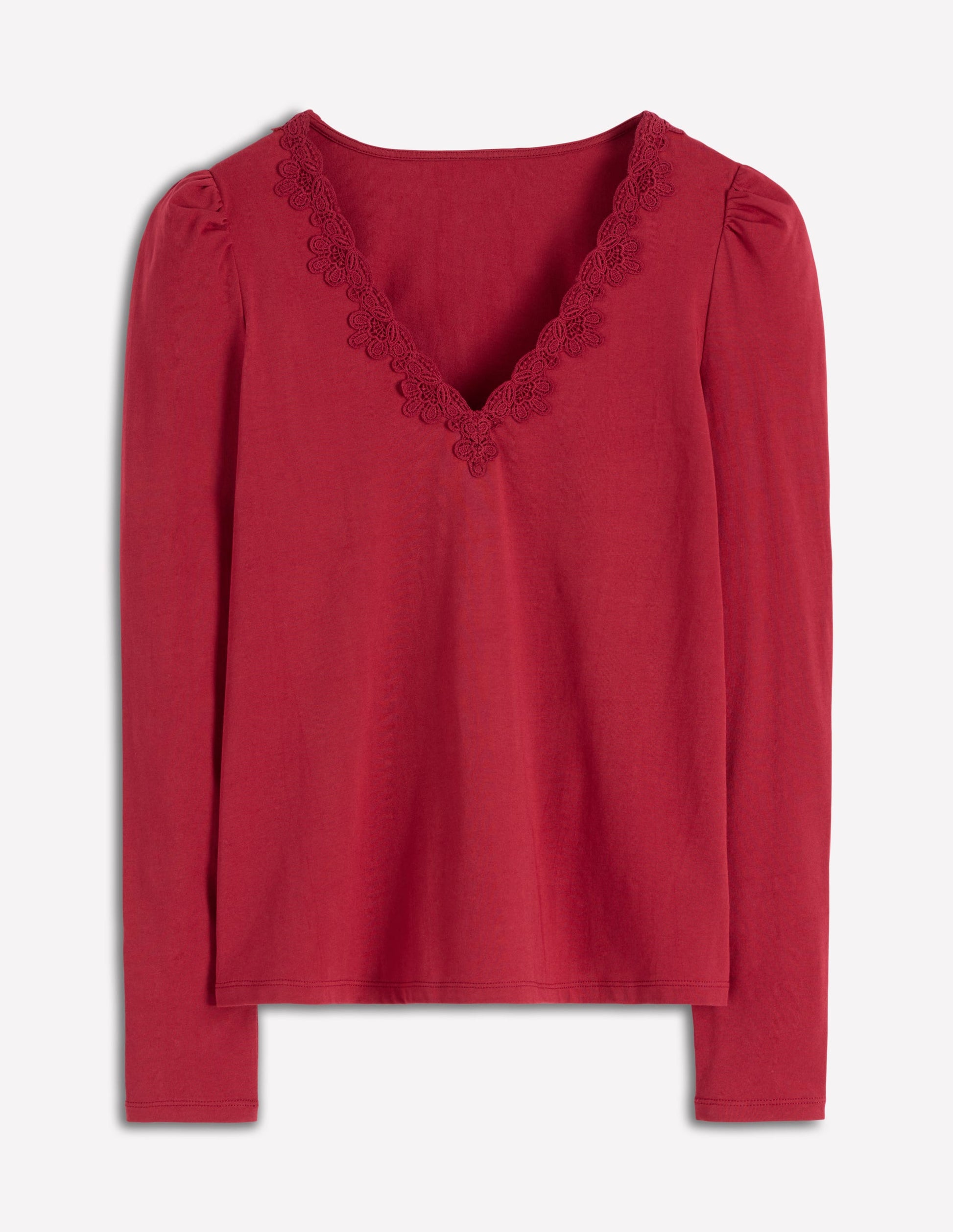 Flora Lace V-neck Top-Burgundy Red-5