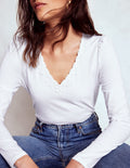 Supersoft V- Neck Trim Top-White