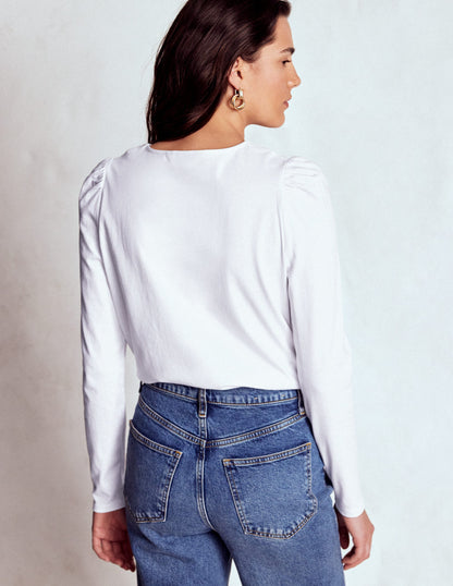 Flora Lace V-neck Top-White-3