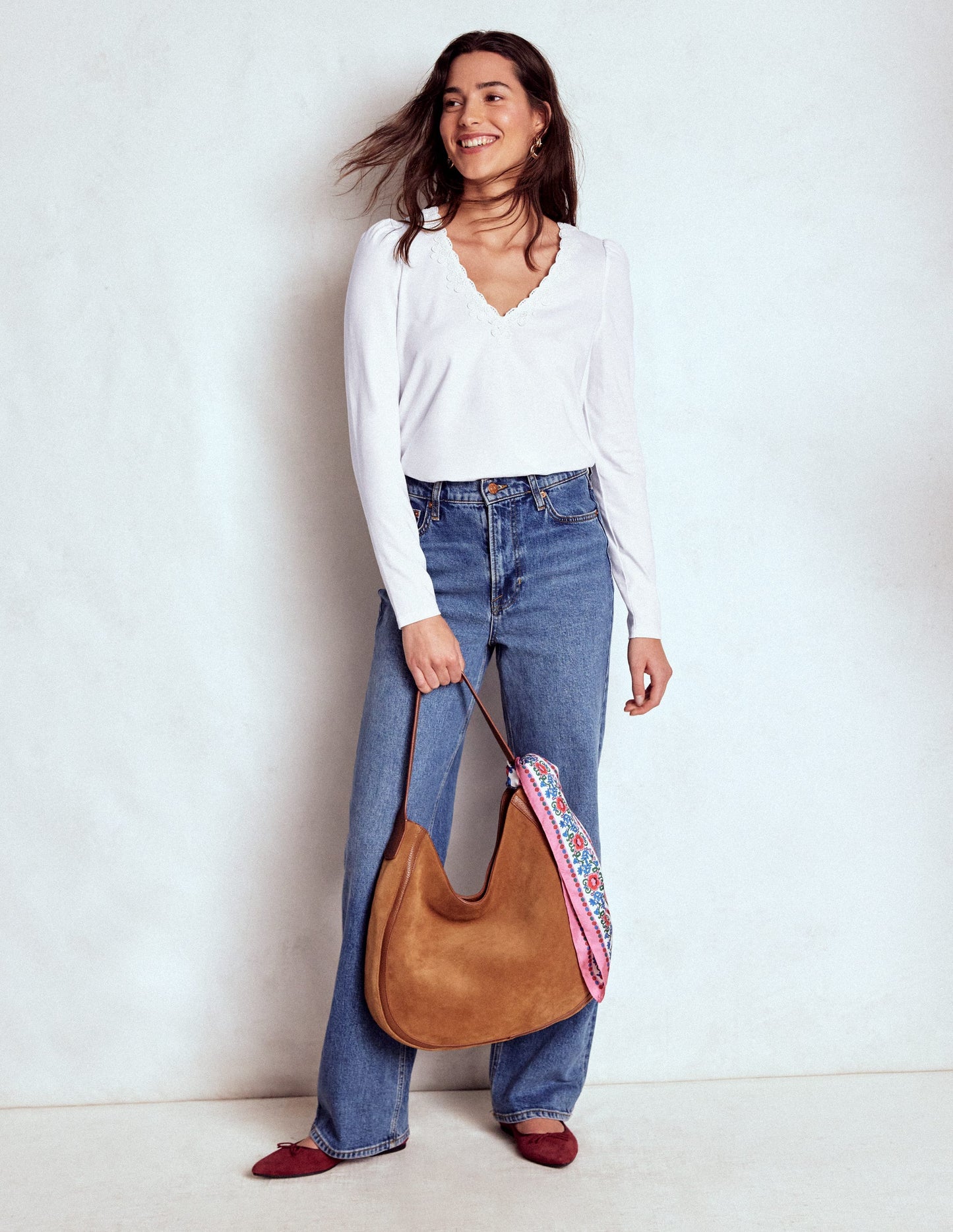 Flora Lace V-neck Top-White