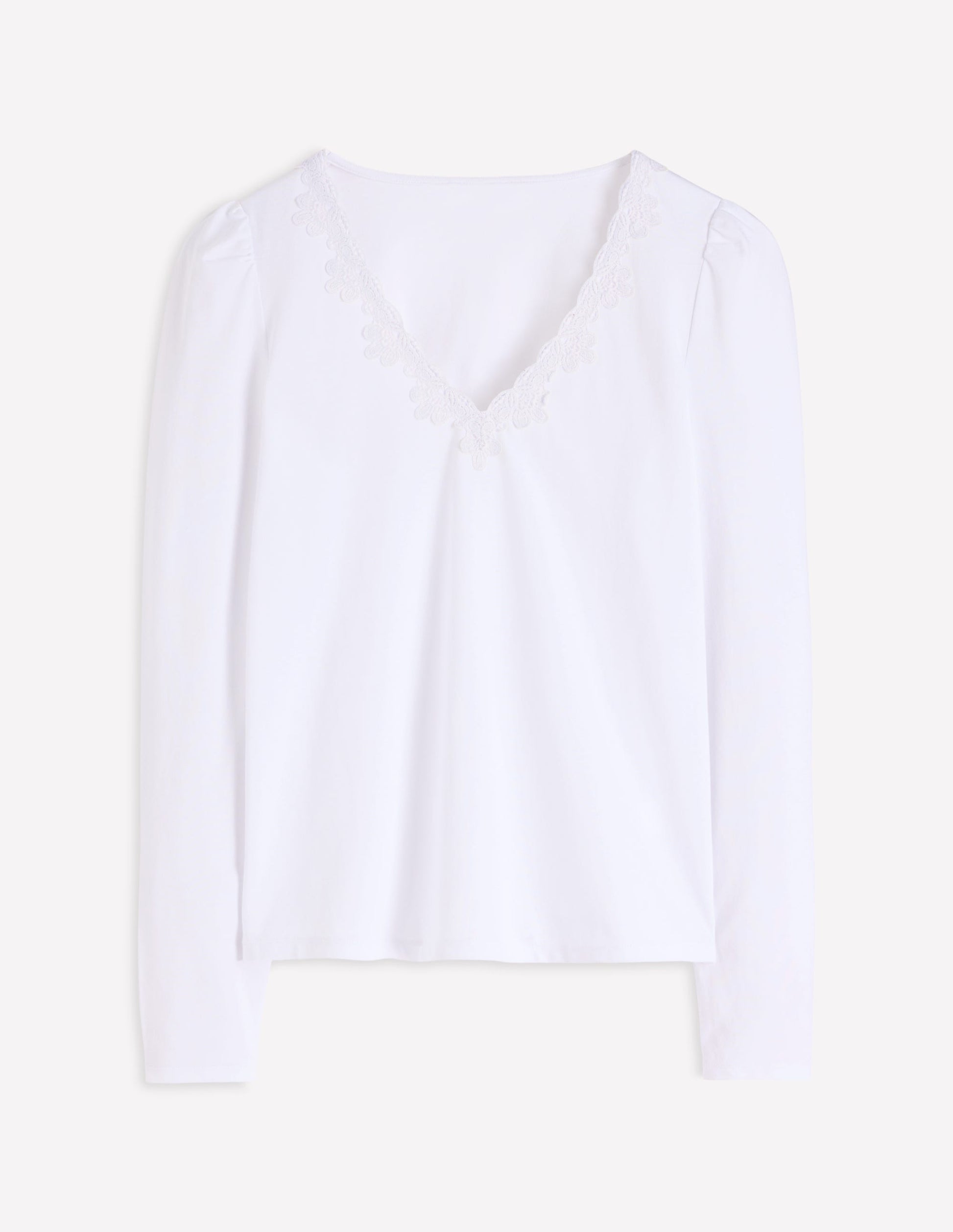 Flora Lace V-neck Top-White-5