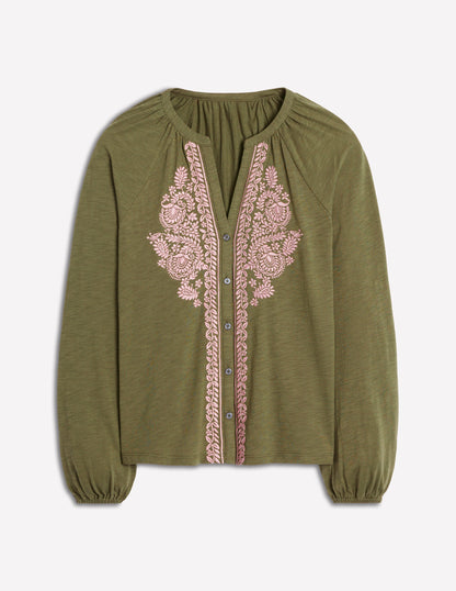 Alma Embroidered Shirt-Woodland Green-6