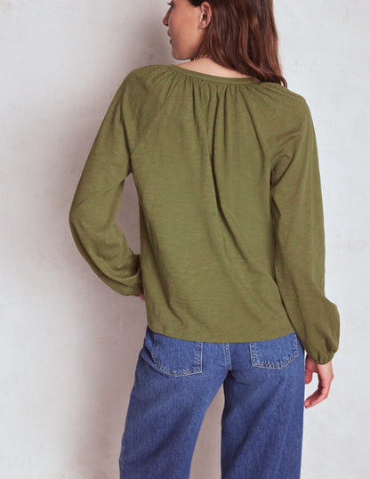 Alma Embroidered Shirt-Woodland Green-4