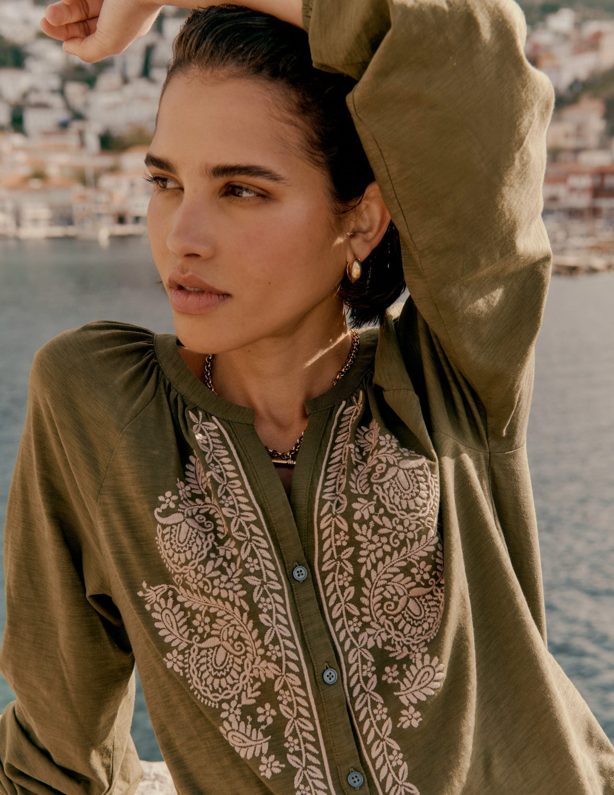 Alma Embroidered Shirt-Woodland Green - Image 5