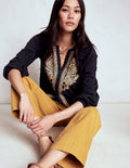 Alma Embroidered Shirt-Navy