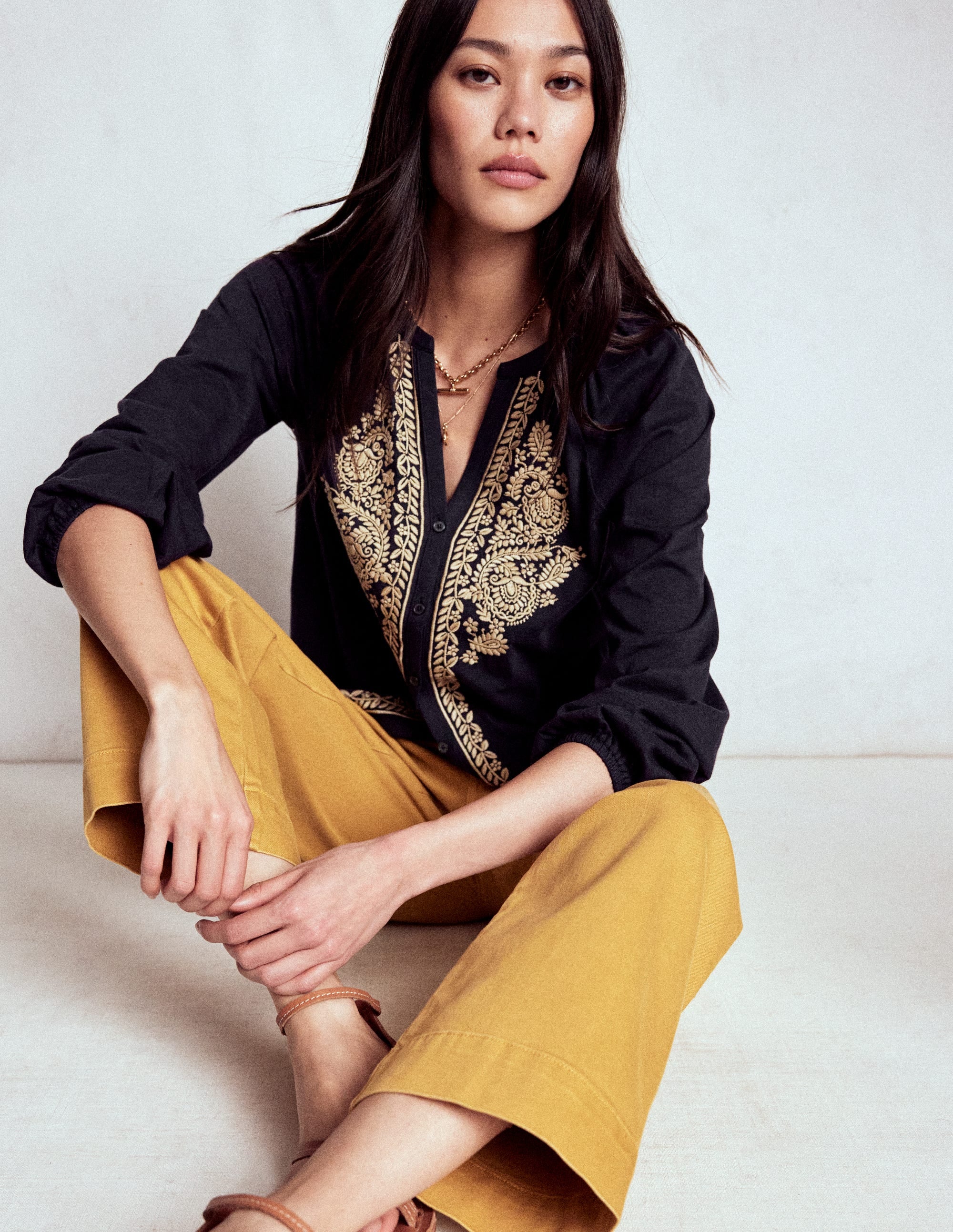 Alma Embroidered Shirt-Navy - Image 1
